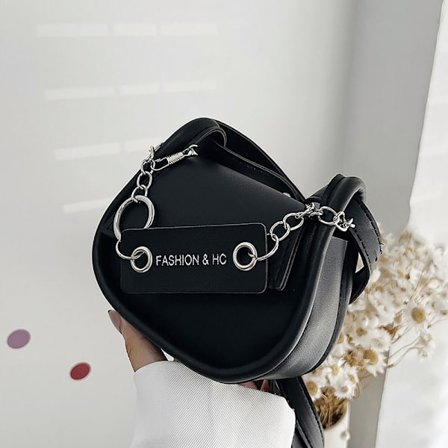 Dam Mini PU Crossbody Bag Axelväska Justerbar med kedja