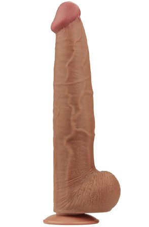 Lovetoy Sliding Skin Dual Layer Dildo Brown 34 cm XL dildo