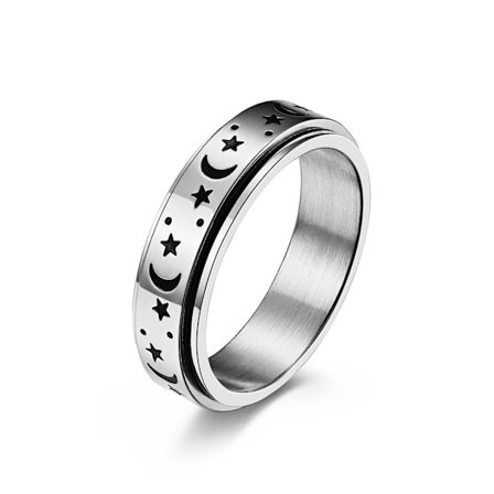 Silver Fidget Ring Spinner Ring Moon Star Anxiety Ring för kvinnor