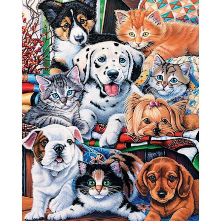 Dww-30x40 cm 5D DIY Fuld Diamantmaleri, Dyre Hvalpe Familie Portræt Diamant Stickers DIY Diamant Rhinestone Lærred Korssting Maleri efter Nummer