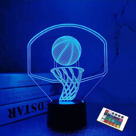 3D Basketball Night Light Backboard Illusion Hoop Lamp for Kids' Room Home Xmas Birthday Gifts for Boy Man Friends with 16 Color Changes Remote Contro