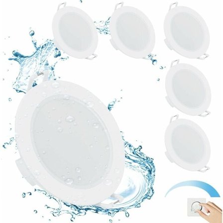 6-pack Himmennettävät LED-upotettavat kohdevalot, 6W 4000K Luonnonvalkoinen, IP65, Erittäin ohut 35mm, Reiän halkaisija Φ68-80mm, AC230V, Yhteensopiva