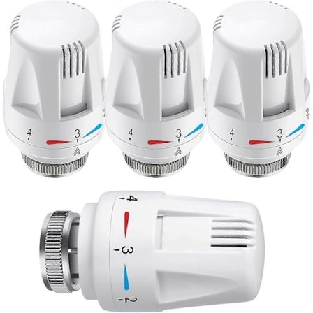 Termostatisk Hoved, 4 Stykker Termostat, Standard Radiatorventil Udskiftningshoved M30 x 1.5 Temperaturkontrol, Hvid