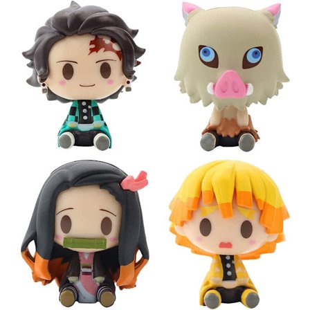 4 stiler Demon Slayer Anime kakepyntfigurer, PVC-modell