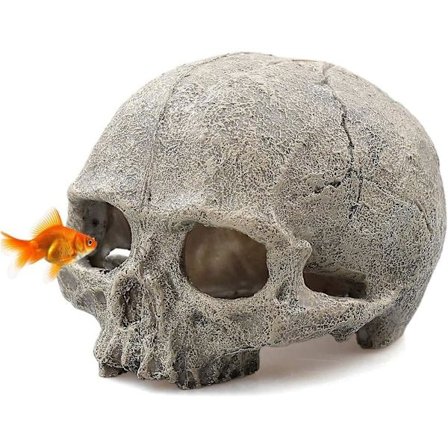 Aquarium Skull Decor - Resin Fish Tank Decorations Cave Betta Fish Hideout Reptilhus för små fiskar och räkor