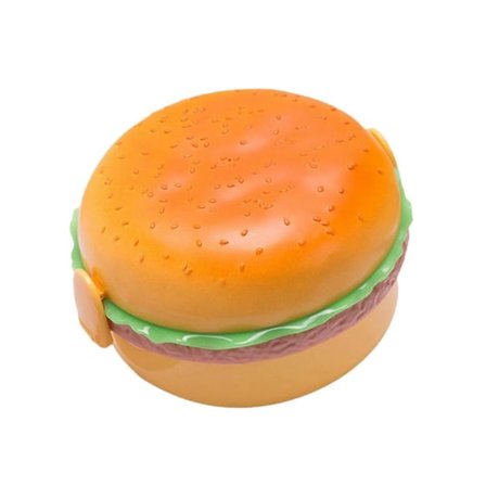 Tegneserie Hamburger Madkasse, 3-rums Bento Boks med Gaffel og Ske Madopbevaringsbeholder til Børn Voksne Arbejde