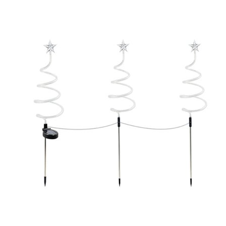 Nyhet Juletre Spiral Stake Lys - Batteridrevne Hageornamenter - Sett med 3 (Flerfarget)