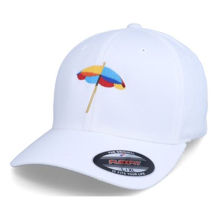 Iconic - Vit flexfit Keps - Summer Umbrella Sunshade White Flexfit @ Hatstore