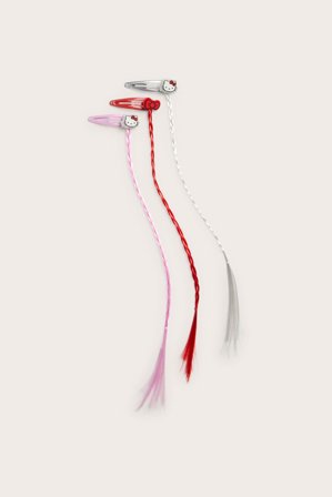 Kappahl | Spinki do włosów, 3-pak, z warkoczykiem, Hello Kitty Różowy ONE SIZE | Różowy