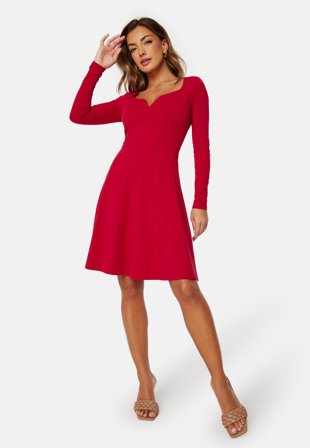 BUBBLEROOM Square V-neck L/S Skater Dress Klær