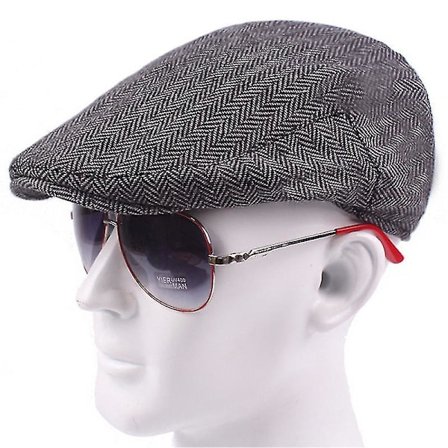 Herre Vintage Newsboy Tweed Baker Gatsby Hat Peaky Flat Caps Blinders (Lysegrå)