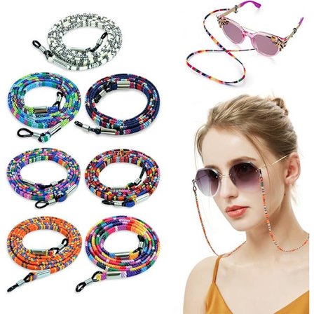 Nye brillesnore, brillekæde til kvinder, 7 stk. farverige brillesnore, sportsbrillesnore, brillesnor, flerfarvet, 70 cm