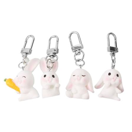 4 st Kaninhängen Snygga berlocker Dekorativ väska Ornament Nyckelringar Assorted Color 2.8x3cm
