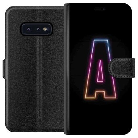 Yhteensopiva Lompakkokotelo Samsung Samsung Galaxy S10e Minimalistinen neonkirjain A sateenkaarenvärisessä valossa mustaa taustaa vasten modernissa