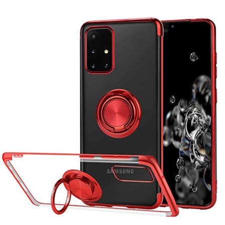 Samsung Galaxy A71 - Stilsäkert Skyddsskal med Ringhållare Röd