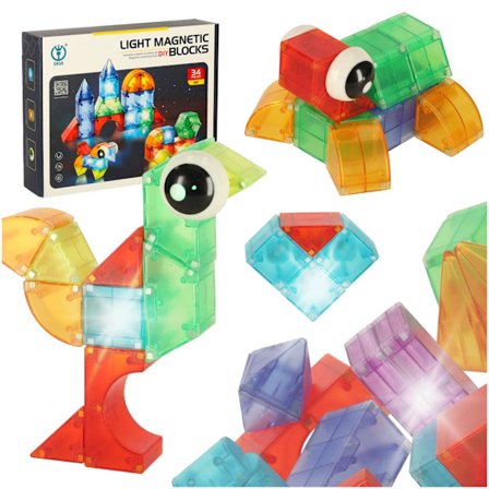 3D konstruktion magnetblokke LED glødende 32 el