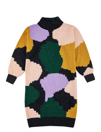 Multicolour Jacquard Long Sleeve Knitted Dress Knælang Kjole Multi/mønstret Bobo Choses