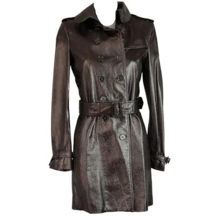 Burberry Vintage Pre-ownedLeatherouterwear , Bruin , Dames , Maat: M Vintage Jassen