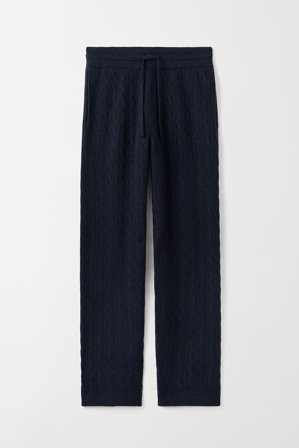 Soft Goat - Men's Cable Knit Pants - Men cashmere pants - L - Navy