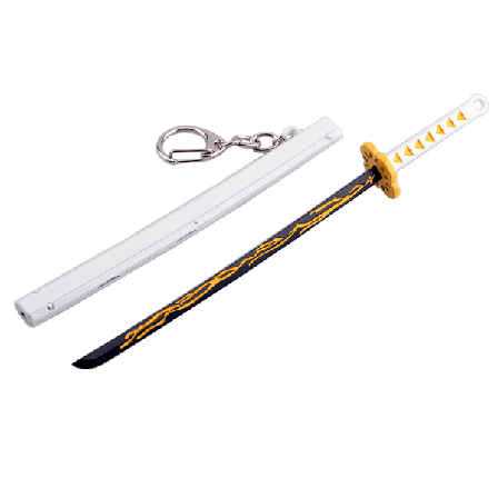 Demon Slayer Anime Miekkailu Avaimenperä Mini Katana Avaimenperät Anime Avaimenperä Cosplay Riipus Lahja-r (Keltainen)