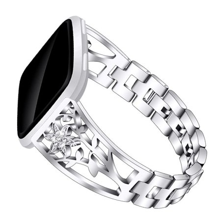 Fitbit Versa / Versa Lite elegant klockarmband i rostfritt stål med strass - Silver