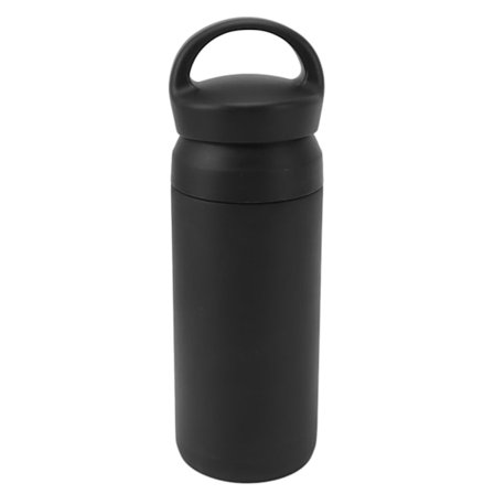 350 ml ruostumattomasta teräksestä valmistettu yksivärinen yksinkertainen kannettava eristetty vesipullo matkoille, musta