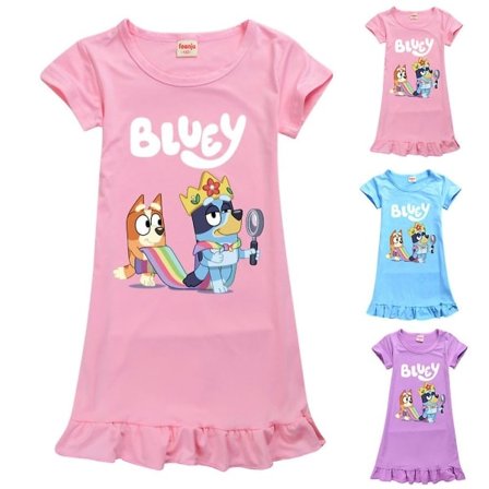 5-12 år Kids Bingo Bluey Pyjamas Piger Pyjamas Kjole Pyjamas Natkjole Kjoler Gave Purple 7-8 År