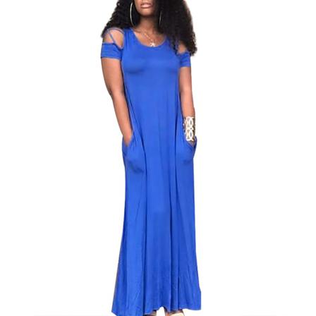 5xl Plus Size Dam Hollow Out Kortärmad Klänning Lös Casual