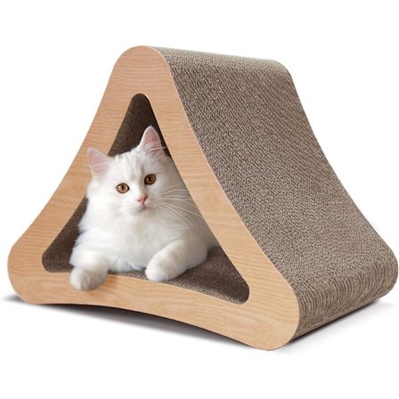 3-sidet trekantet kradsebræt til katte af pap, genanvendt bølgepap, lodrette kradsepuder til katte forhindrer møbelskader, trekantet