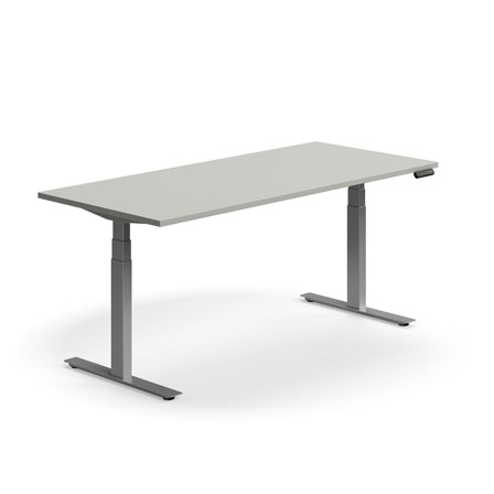 Höhenverstellbarer Schreibtisch QBUS, 1800x800 mm, Gestell silber, hellgrau