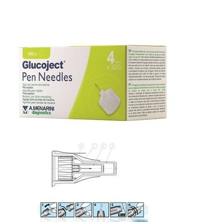 Glucoject Ago Per Penna Insulina 4mm Gauge 32 100 Pezzi