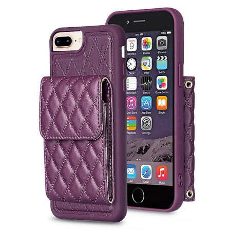Bf22-stil för Iphone 6 Plus / 6s Plus / 7 Plus / 8 Plus Kickstand Läder+tpu- case Korthållare Cover