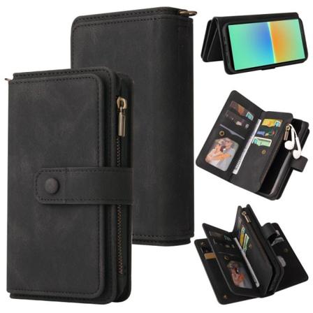 Xperia 10 IV multifunktionelt pung etui Lynlås 13-rum Black