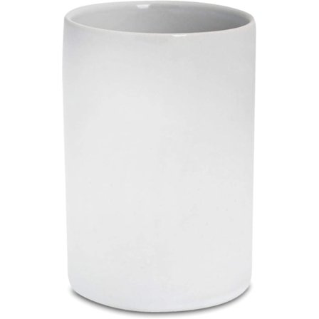 Tandborstmugg i hushållsartiklar - Glaserad badrumskopp i keramik - Vit