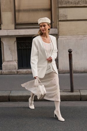 Janni Delér x NA-KD Blazer mit Organza-Aufschlag - Blazer - OffWeiß - EU 42