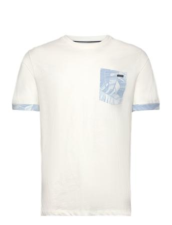 Slub Contrast Pocket Tee S/S T-shirts Short-sleeved Creme Lindbergh*Betinget Tilbud