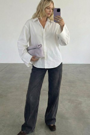 NA-KD - Bomullsskjorte med brede ermer - Skjorter - Hvit - EU 40