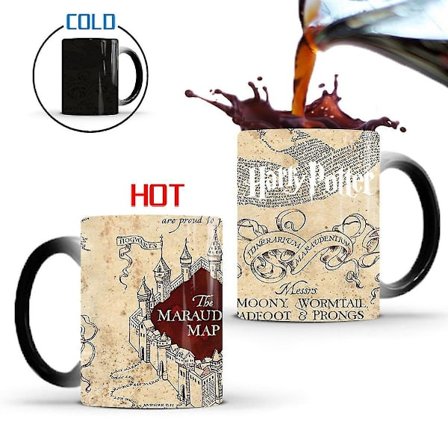Harry Potter - Marauders Map - I Solemnly Swear 11 Oz Suuri Keraaminen Muotoileva Muki Lämpöherkkä Vihje Muki Koko Kuva Paljastetaan Kun Kuuma Neste 