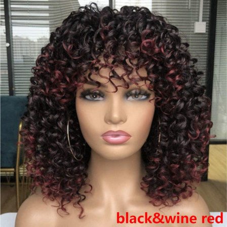 TG Korta syntetiska peruker med lugg