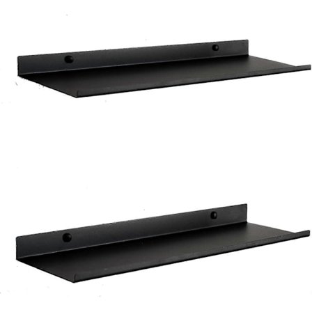 Sort metal væg hylde | Sæt af 2 flydende hylder 50 cm (FMY)