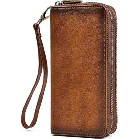 Ekte skinnpung for menn med dobbel glidelås og 4 glidelåsrom-FA11-