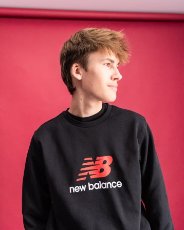 New Balance New Balance FT Stacked Logo Crew Sort Trøjer Dreng - Kids Brand Store