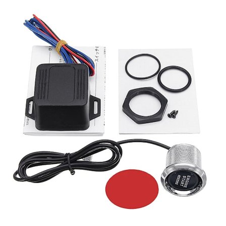 Startknapp for bilmotor, trykknapp i plast, blått lys