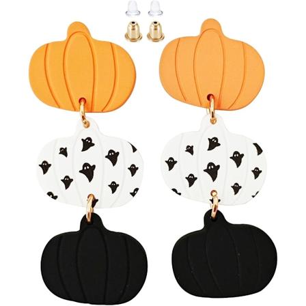 Lett Spøkelsesgresskar Lange Hengeøreringer, Hypoallergeniske Halloween Gresskar Stud Ørepynt