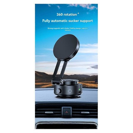 Magnetisk biltelefonholder med sugekop, Elektrisk magnetisk biltelefonholder, sammenklappelig og justerbar