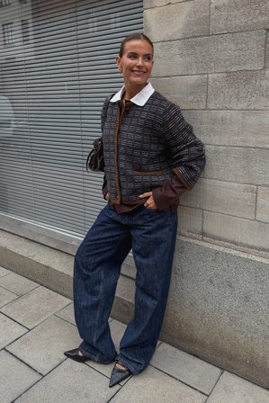 Janka Polliani x NA-KD Knitted Check Cardigan - Cardigans - CheckeRød - XS (EU 32)