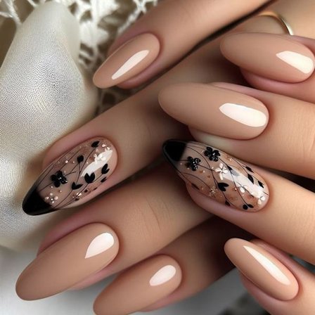 24 st Design Falska Naglar Mandel Press på Nagel Falska Nagelspetsar Konstgjorda Naglar