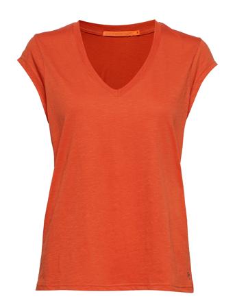 Cc Heart Basic V-Neck T-Shirt T-shirts & Tops Short-sleeved Oransje Coster Copenhagen*Betinget Tilbud