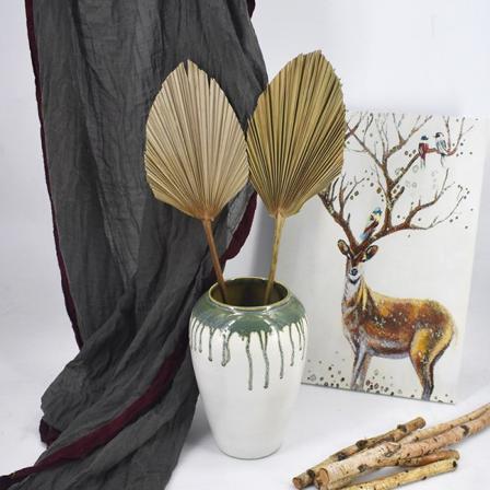 Naturliga torkade blommor Stora Palmväxt Blad Pu Fan Ornament DIY Bröllop Heminredning D