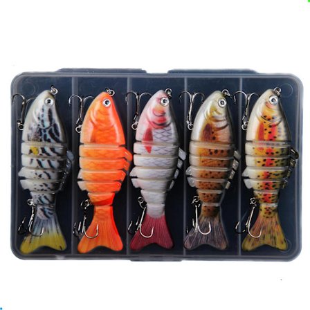 5 STK Flerleddede Swimbaits Fiske Lokkemidler for Bass Ørret Abbor Sakte Synkende Livaktig Fiske Lokkemiddelsett Svømmelokker